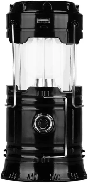 Portable Lamp Camping Lantern Solar Rechargeable Lamp Waterproof for Tent Lantern/Patio/Garden/Power Failure (Size : Black-Luxury)