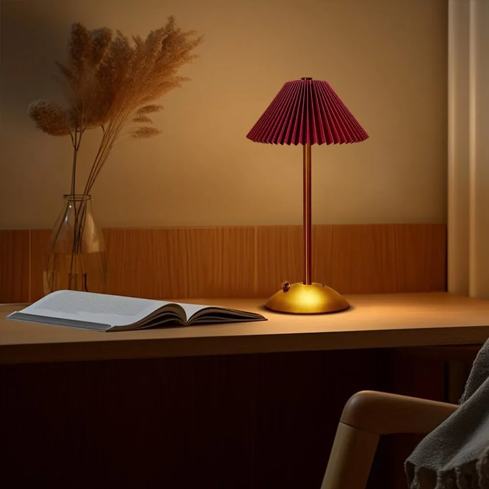Portable LED Table Lamp with Touch Sensor, 3 Color Touch Control Rechargeable Lamp,3-Levels Brightness Metal Desk Lamp, Night Light, Bedside Lamp,Dining Room Lamp (Red)