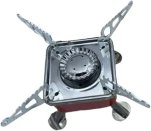 Portable Picnic Camping Stove Windproof Outdoor Cooking Stove Gas Cooker Folding Camping Cooker Stainless Steel Lightweight Easy to Carry Silver