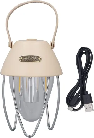 Portable Tent Light 3 Light Modes USB Charging IPX4 Waterproof LED Camping Light Tent Lantern for Outdoor Hiking Beige