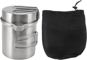 Portable Windproof Wood Stove Cooking Pot Set, Stainless Steel Camping Cookware, High Temperature, Anti, Foldable for Outdoor Hiking and RV Travel