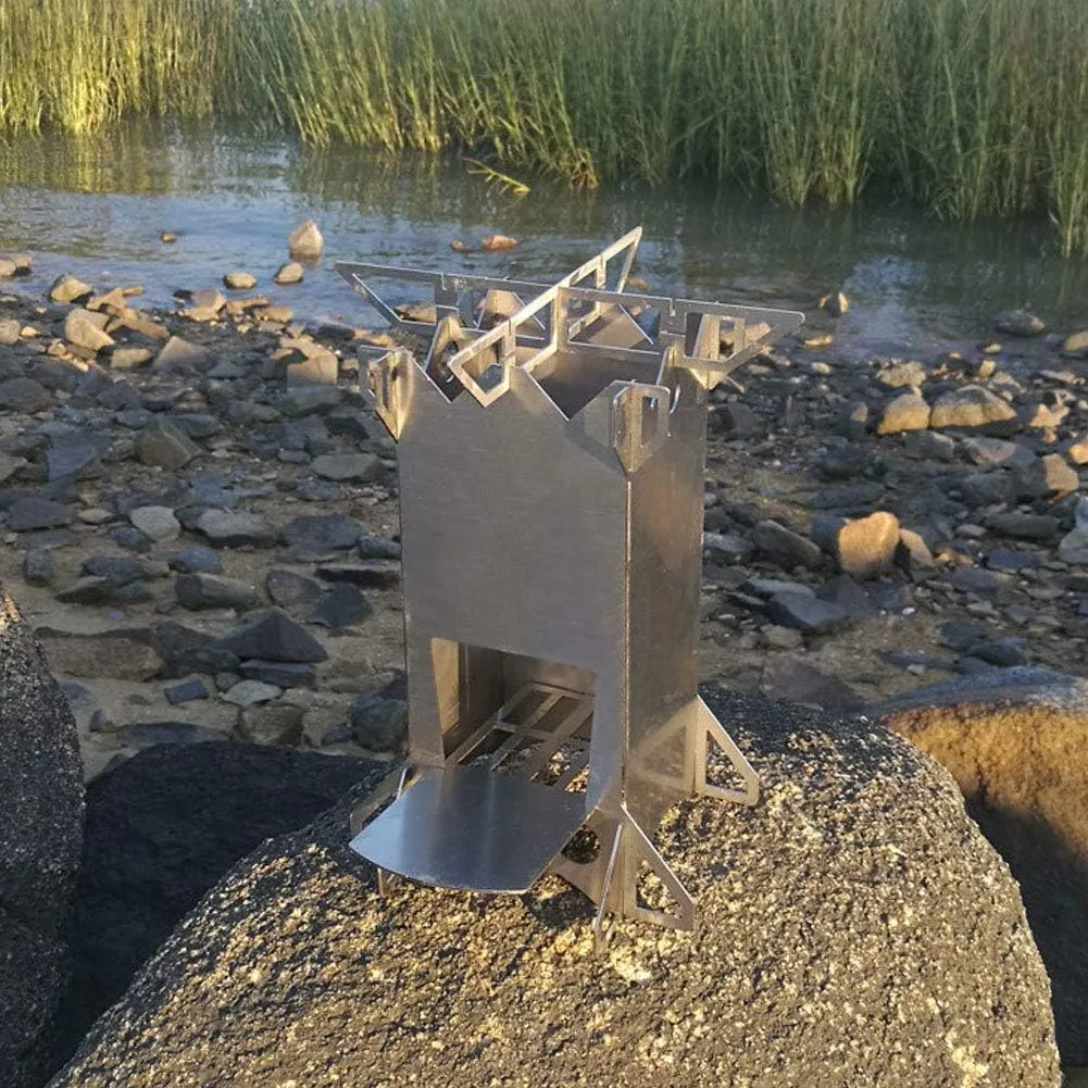 Portable Wooden Stove, Stainless Steel Camp Wood Oven with Chimney Effect, Compact & Light for Outdoor Camping, Fishing, Picnic and Hiking