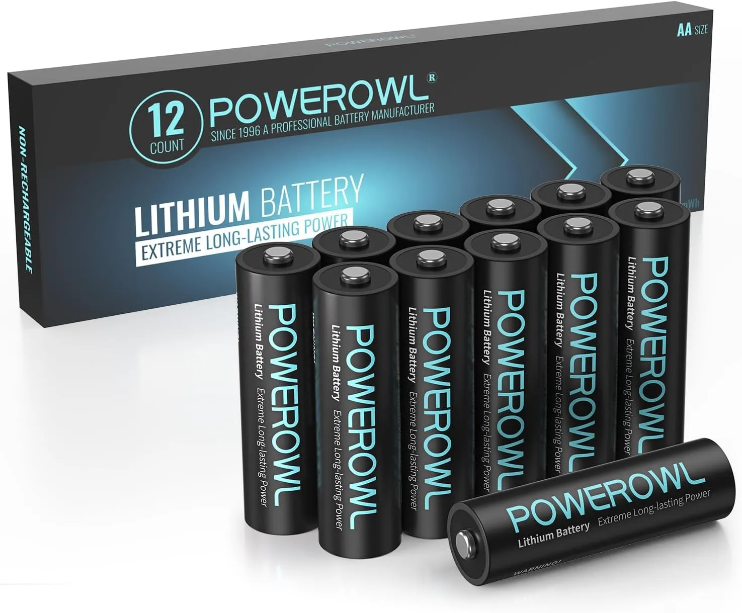 POWEROWL Lithium AA Batteries, 1.5V High Capacity Double A Battery for Camera Freezer Thermometer etc,12 Pack (Non-Rechargeable)