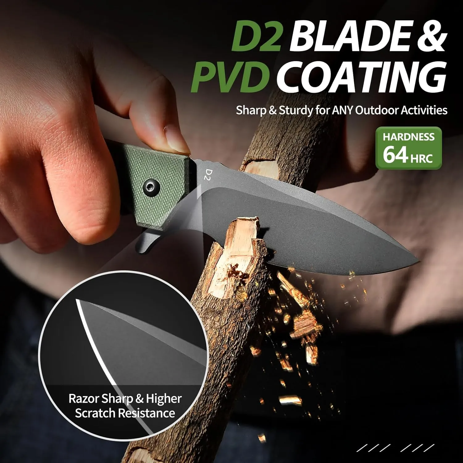 Praxis Folding Pocket Knife, 3.6" PVD Titanium Coating D2 Steel Blade Foldable Knife with G10 Handle Lightweight Camping Survival Hiking Knives