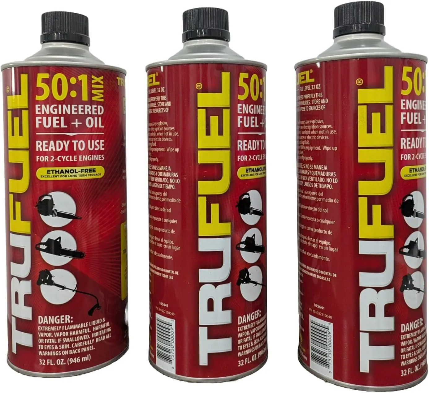 Pre-Blended 2-Cycle Fuel for Outdoor Equipment - 32 oz. (3-Pack, 50:1)