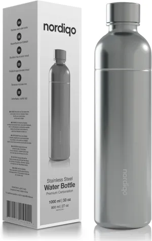 Premium 33 oz Stainless Steel Bottle - Compatible with SodaStream and Aarke Soda Makers | No Expiration Date | Dishwasher Safe | Leak Proof | BPA-Free