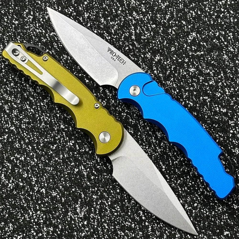 PRO-TECH Ultra Tech T501 Aluminum Handle Outdoor Folding Knife Camping Sharp Tactical Anti-Body Fruit EDC Tool Knife (Blue)
