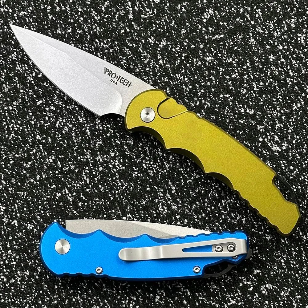 PRO-TECH Ultra Tech T501 Aluminum Handle Outdoor Folding Knife Camping Sharp Tactical Anti-Body Fruit EDC Tool Knife (Blue)