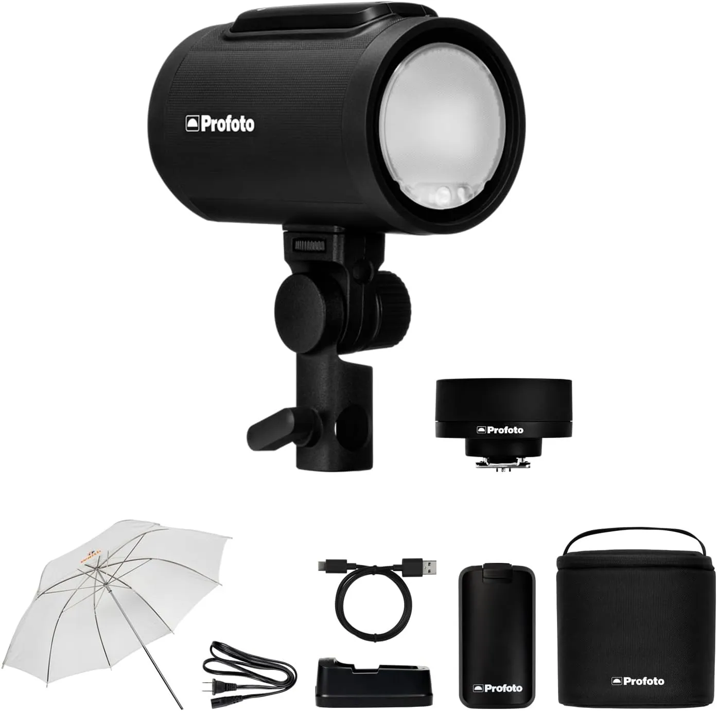 Profoto A2 Monolight Connect Kit for Nikon, Camera Flash Head with 100Ws Output, 10 F-Stop Power Range, Wireless App Control with 33" Waith Impact White Translucent Umbrella (Bundle Set)