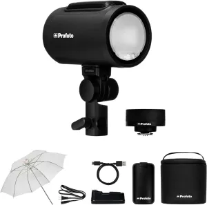 Profoto A2 Monolight Connect Kit for Nikon, Camera Flash Head with 100Ws Output, 10 F-Stop Power Range, Wireless App Control with 33" Waith Impact White Translucent Umbrella (Bundle Set)