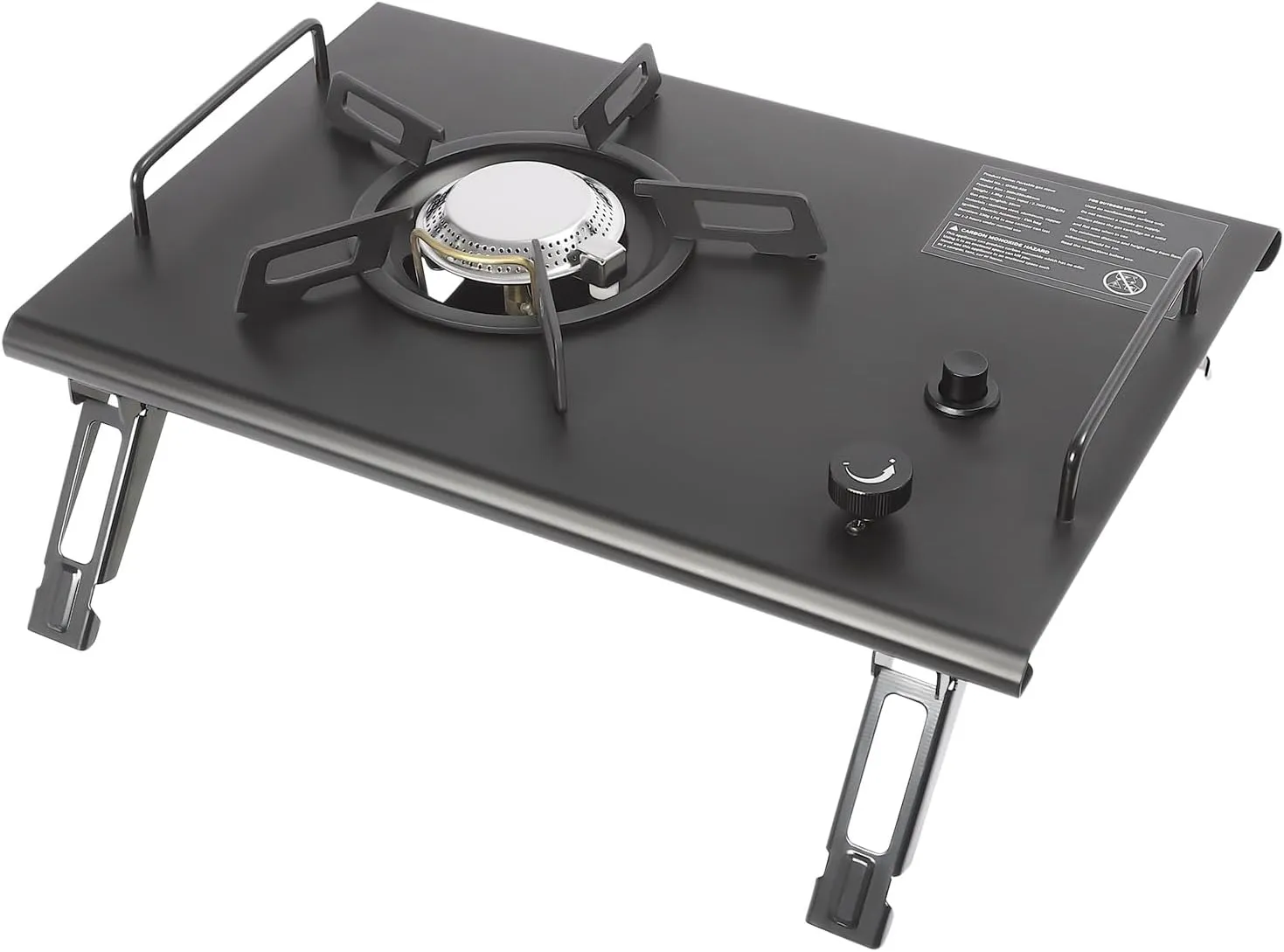 Propane or Butane Single-Burner Gas Stove, 13,648 BTU Portable Gas Stove, Electronic Ignition Outdoor Camping Cooking Stove with Folding Legs & Carrying Case (Black)