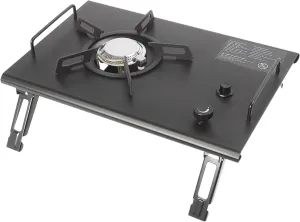 Propane or Butane Single-Burner Gas Stove, 13,648 BTU Portable Gas Stove, Electronic Ignition Outdoor Camping Cooking Stove with Folding Legs & Carrying Case (Black)