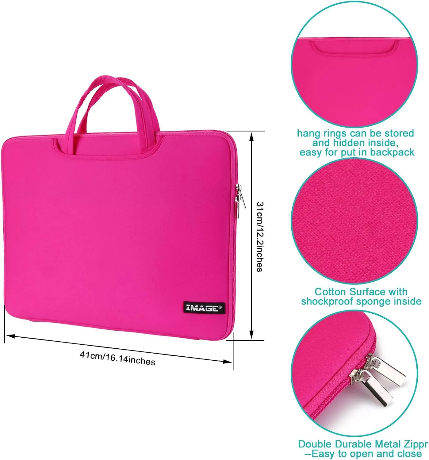 Protective Case for A4 Tracing LED Light Pad, Carrying Bag Travel Storage Case Pouch Cover with Pockets, for Laptop, Notebook, Most Tracing Light Table Pink
