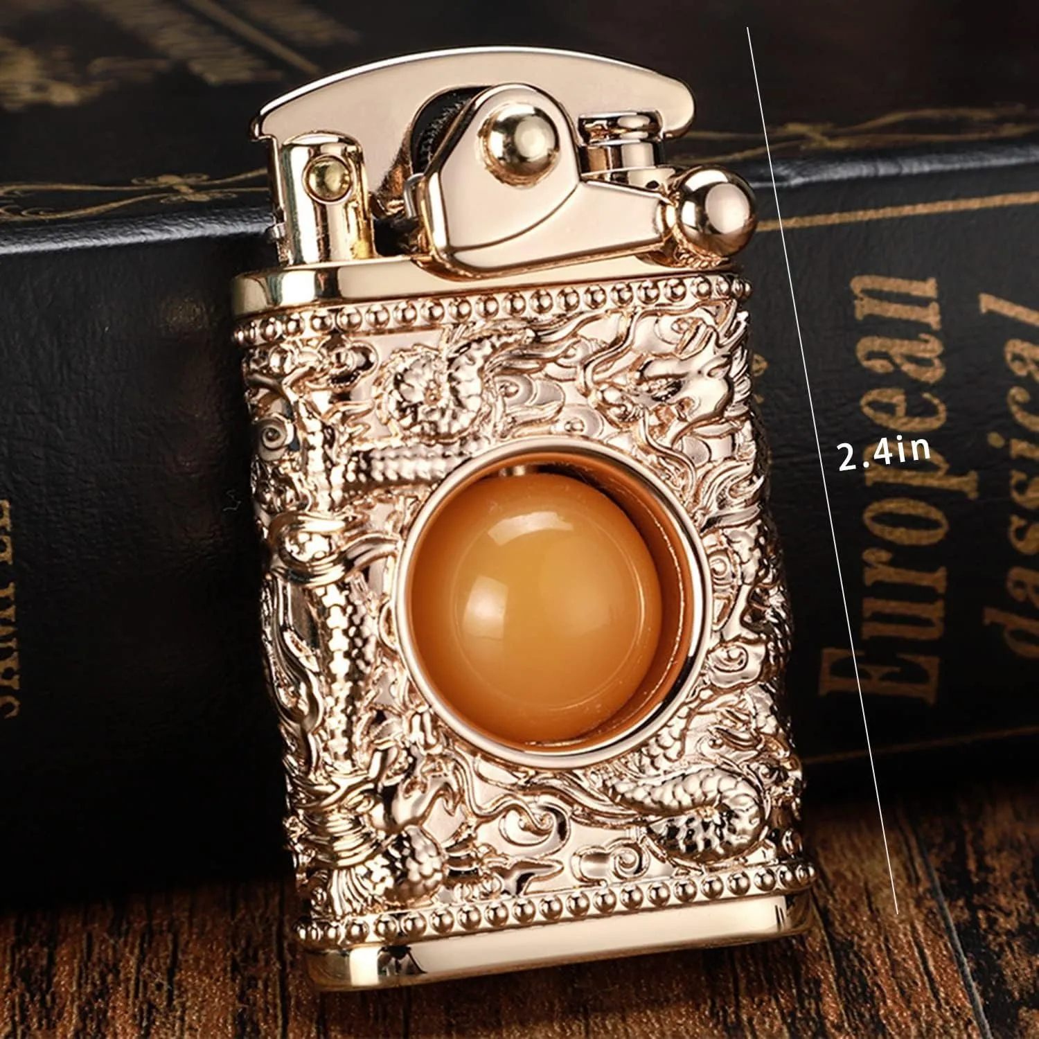 Pure Copper Torch Lighter Handmade Cool Lighter, Flint Wheel Cigarette Lighter, Kerosene Lighter, Adjustable Flame Kerosene Lighter(Metallic)