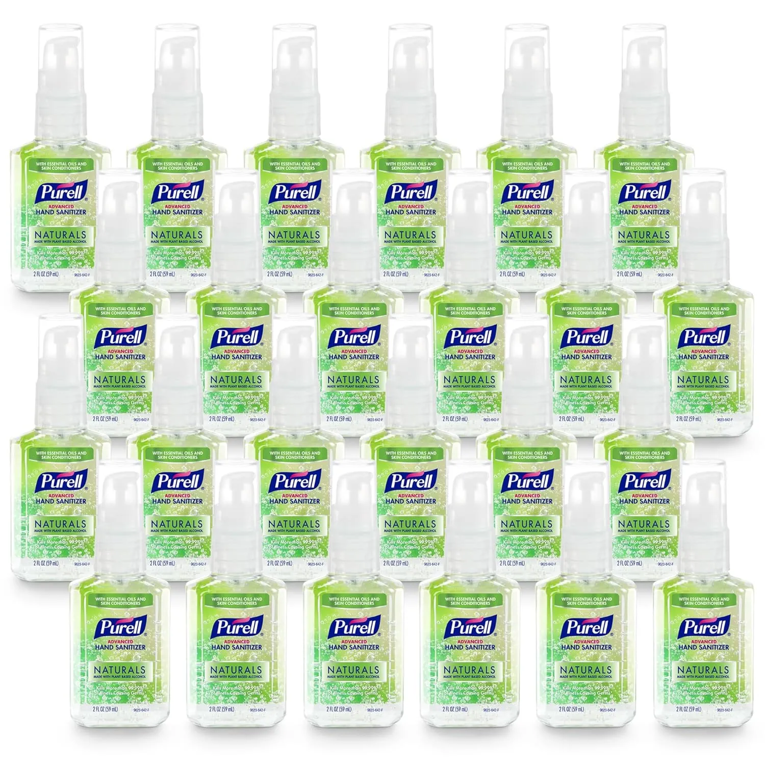 PURELL Advanced Hand Sanitizer Naturals with Plant Based Alcohol, Citrus scent, 2 fl oz Travel Size Pump Bottle (Pack of 24) - 9623-24