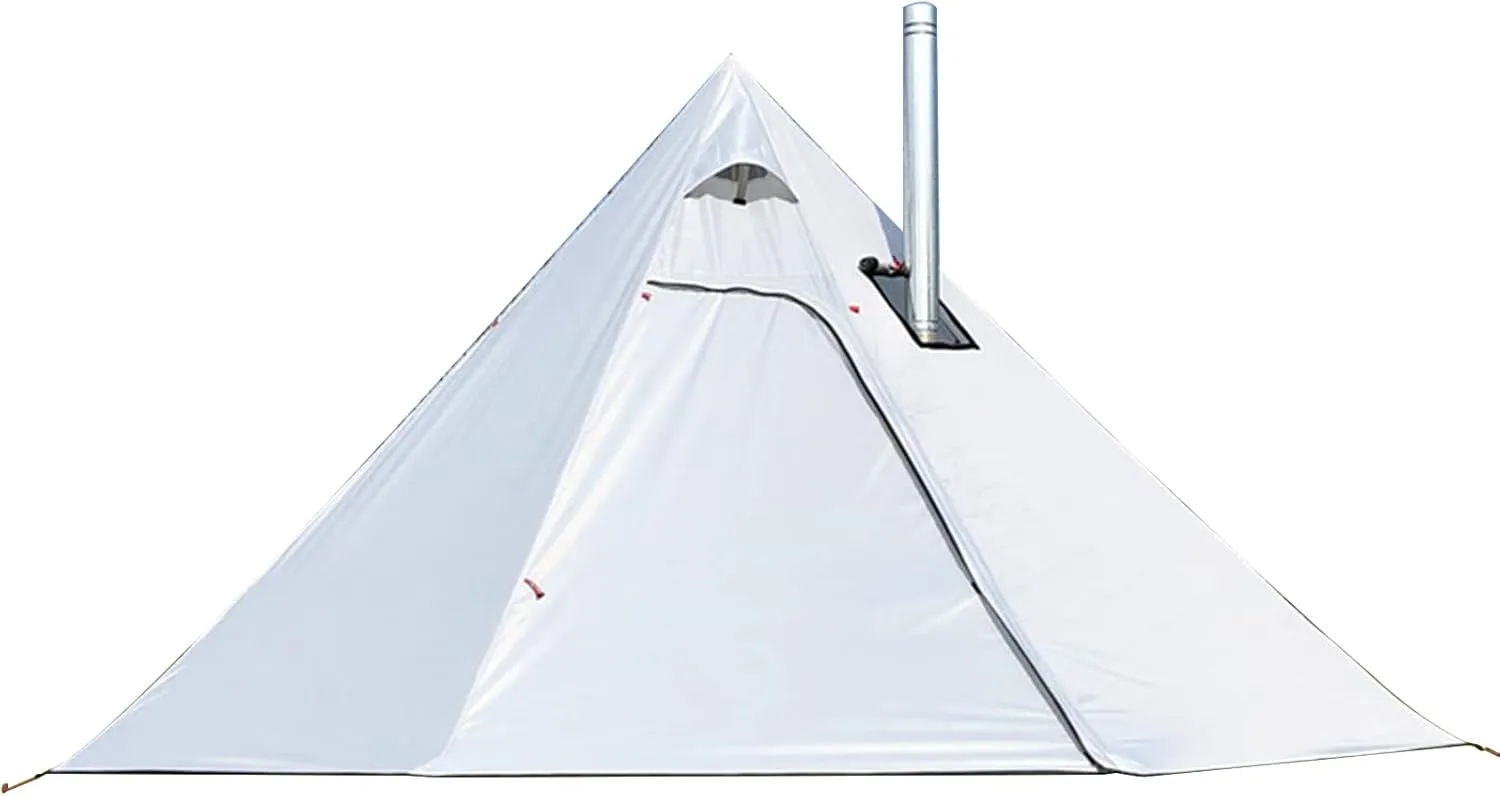 Pyramid Tent Tipi Hot Tents with Stove Hole Windows Outdoor Camping Family Teepee Indian Tent for 2-4 Person for Outdoor Travel Hiking Accessories