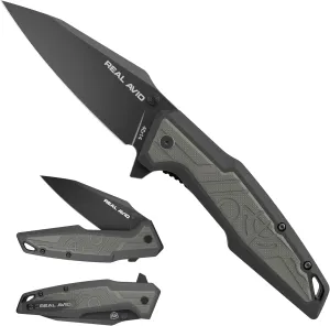 Real Avid RAV-1 EDC Knife | Folding Knife 3.25" Modified Clip Point Blade Crafted From 4Cr14 Steel, Durable Pocket Knife with Nylon Handle & Black Oxide Finish, Deep Carry Pocket Clip Knife