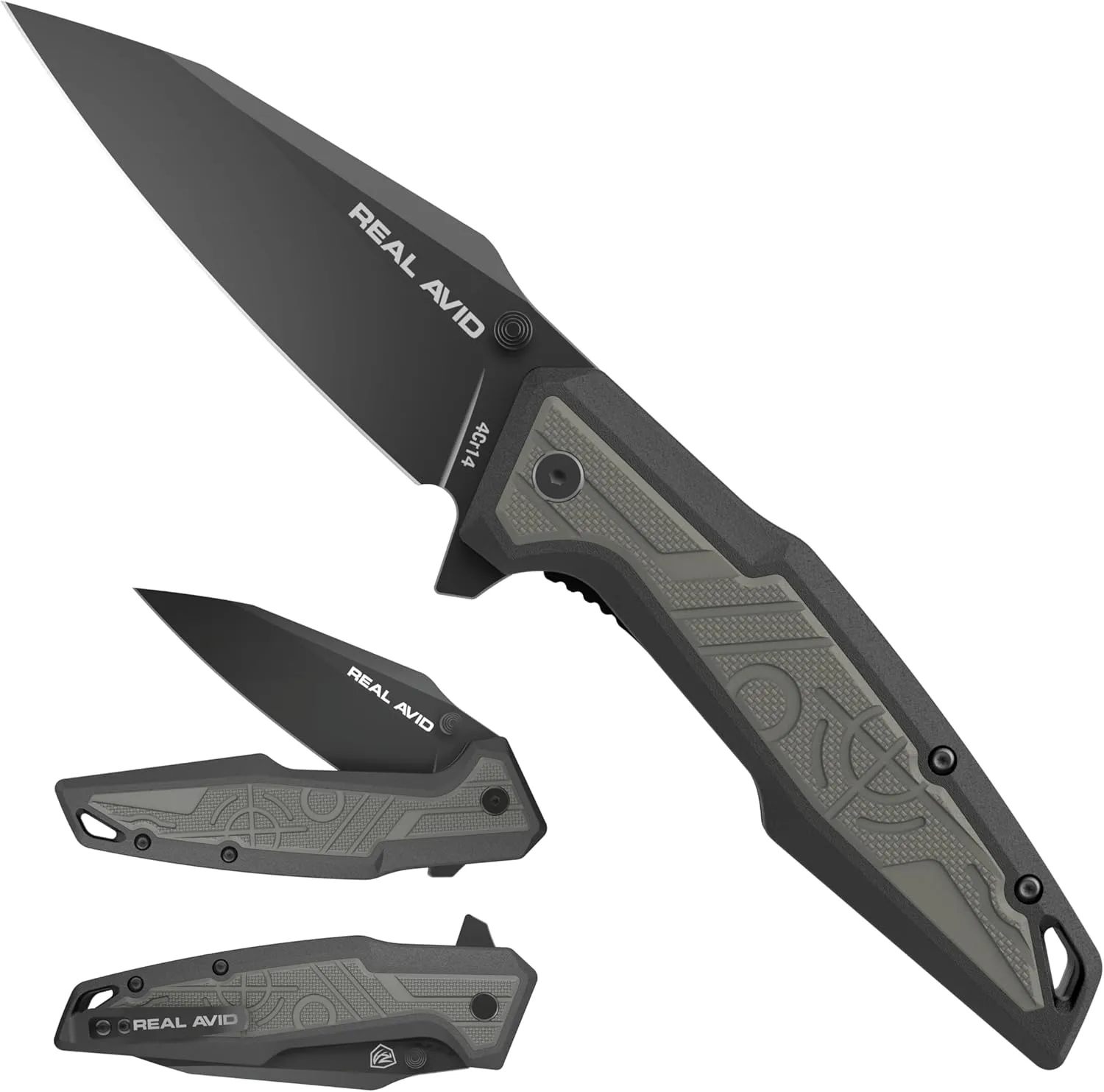 Real Avid RAV-1 EDC Knife | Folding Knife 3.25" Modified Clip Point Blade Crafted From 4Cr14 Steel, Durable Pocket Knife with Nylon Handle & Black Oxide Finish, Deep Carry Pocket Clip Knife
