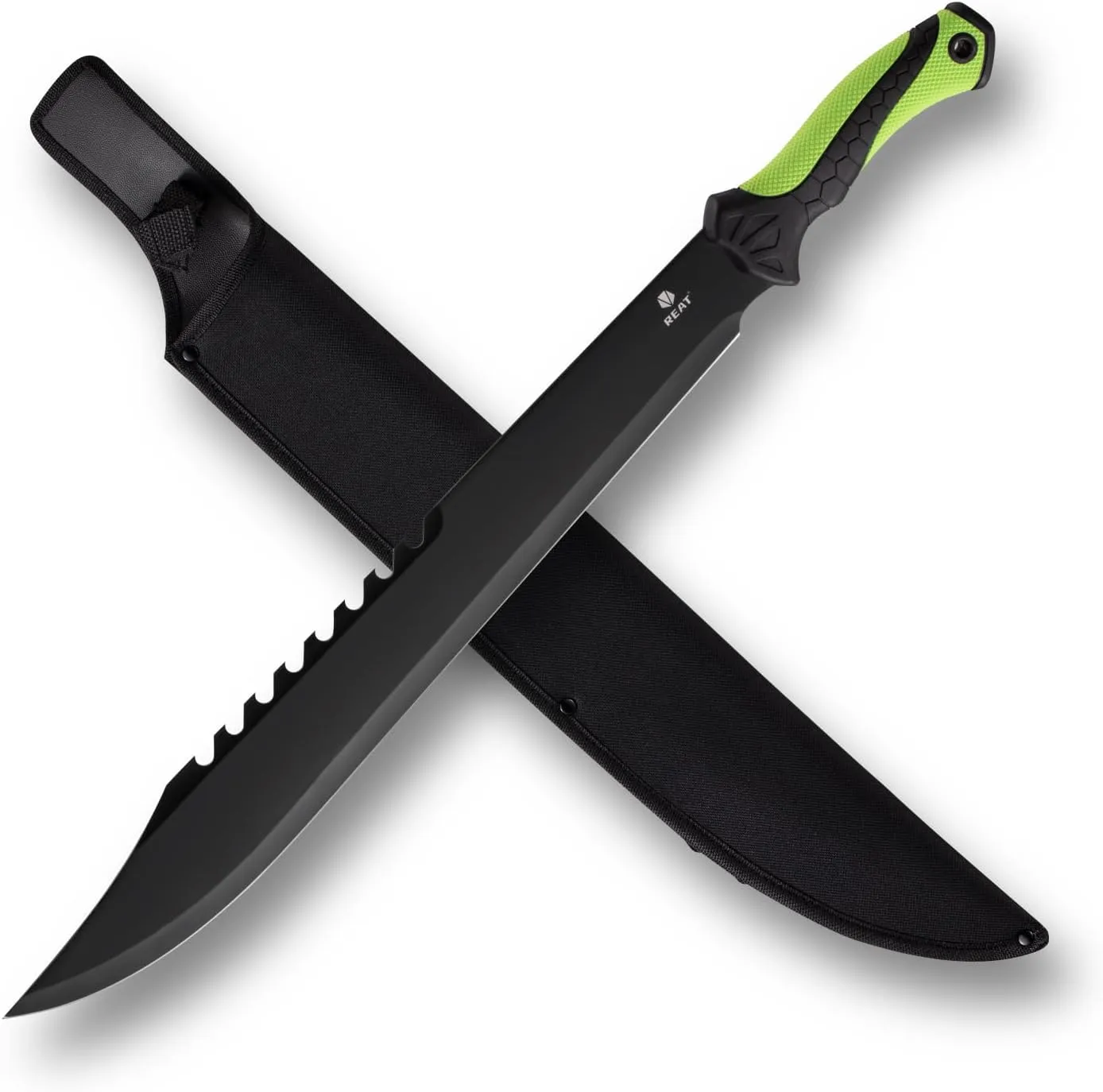 REAT Heavy Duty Machete,24" Full Tang Machete with Shaeth,Ergonomic No-Slip Handle,Machetes for Bushcraft, Outdoor Hunting, Garden Cutting Trees and Yard Work