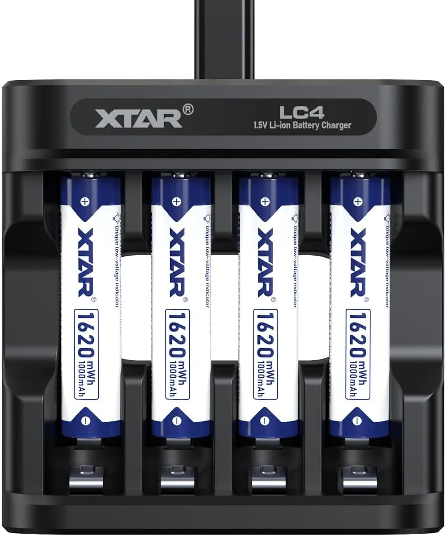 Rechargeable 1.5V AAA Lithium Batteries 1620mWh Battery with Charger (LC4 Charger 4pcs 1620mWh)