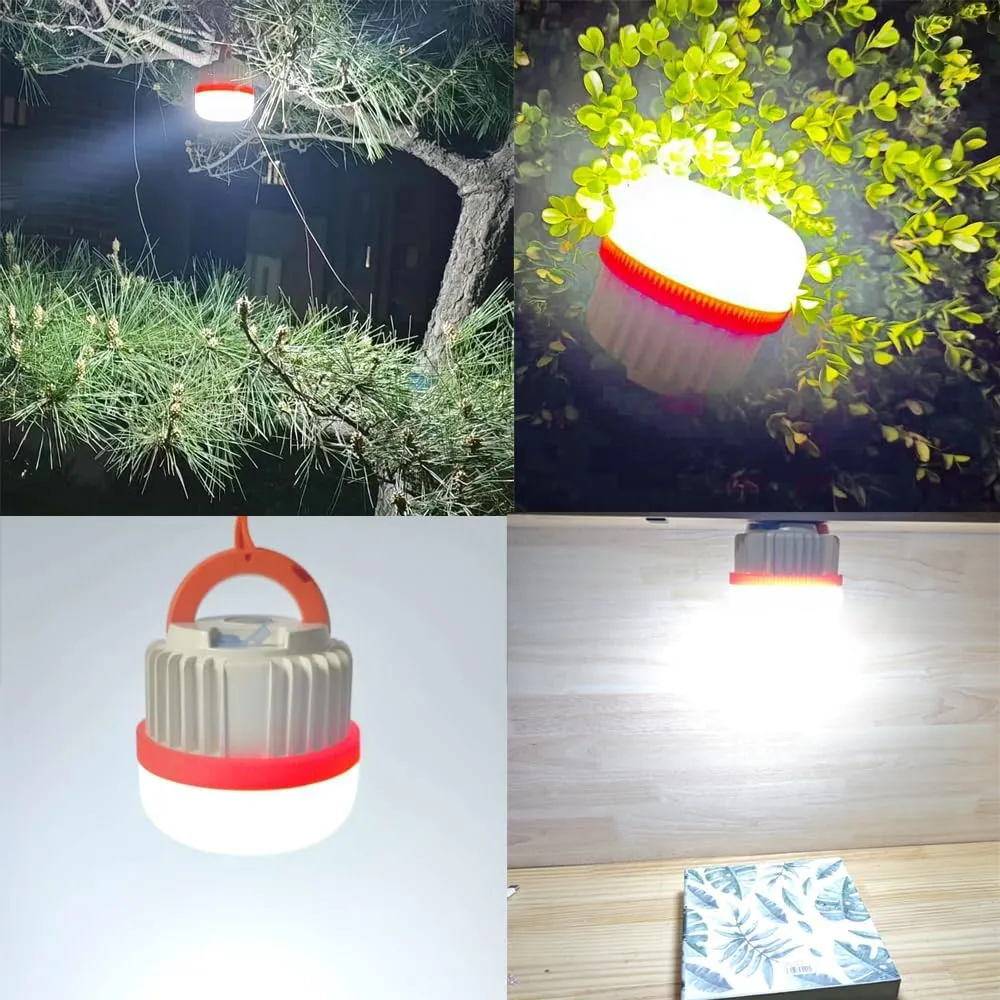 Rechargeable Camping Lantern Collapsible 100W Light Portable Hanging Magnetic Magnet High Light Brightness with Hook Led Bulb USB Retractable Tent Hiking Outdoor Emergency Lamp 4 Set