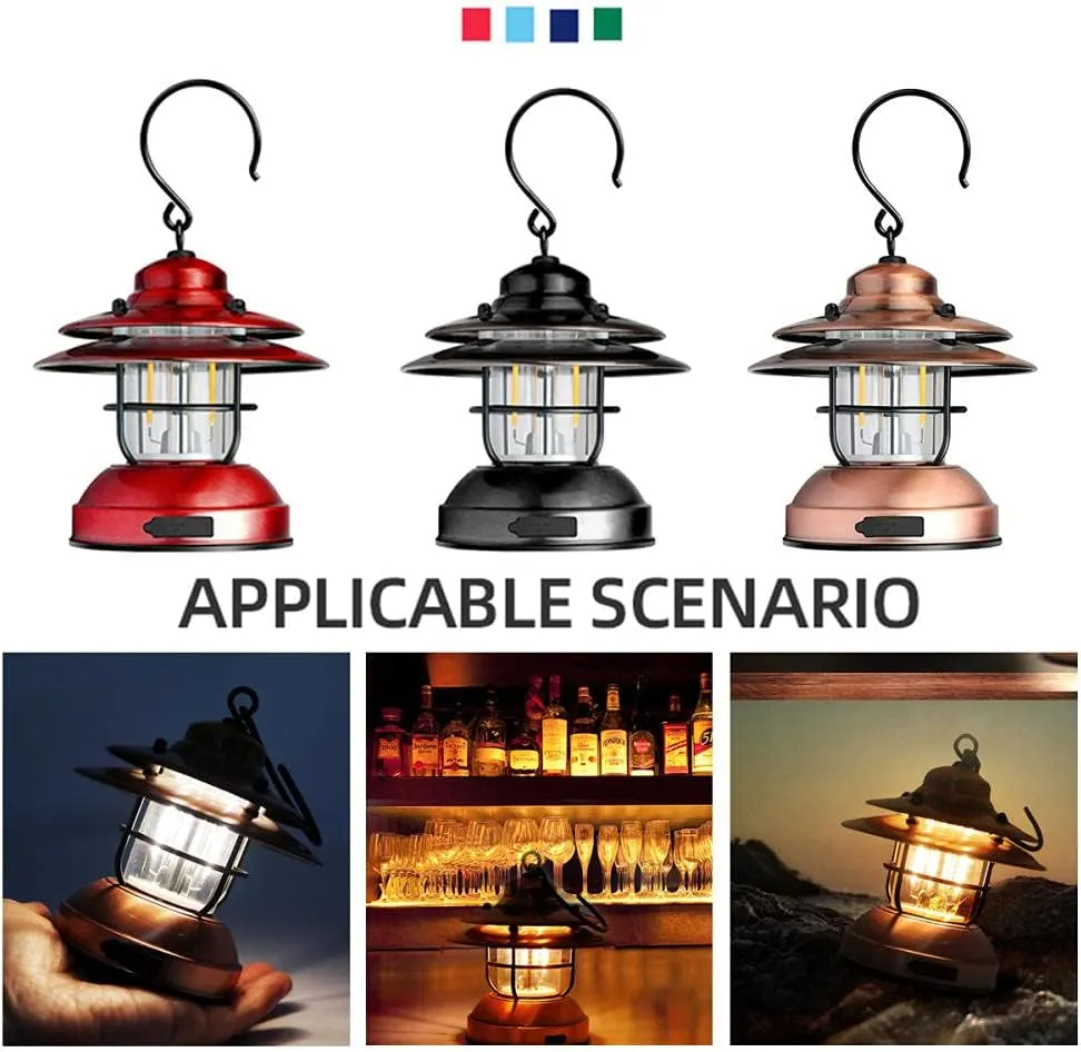 Rechargeable Camping Lantern, LED Outdoor Lights, 2 Brightness Modes, USB Rechargeable, Water Resistant Camping Light for Emergency, Hiking, Fishing, Power Cuts, LED Lamp Lantern