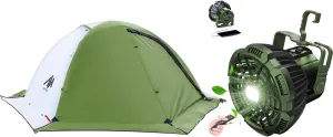 Rechargeable Fan   4 Season Tent, 2 Person Backpacking Tent & Tent Fan with LED Light & Remote Control