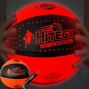 Rechargeable Glow in The Dark Basketball - USB Charging, Water-Resistant, Size 7, Impact Activated, Includes Pump, Ball Bag & Charging Cable - Rechargeable Light Up Basketball - Star