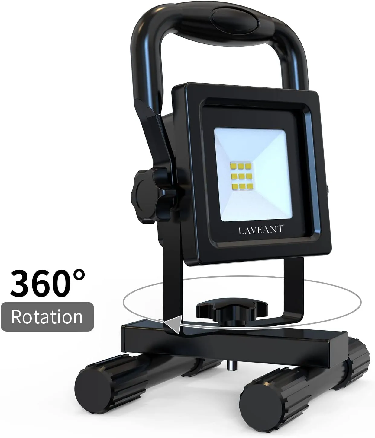Rechargeable LED Work Lights,10W 2200mAh,600Lumens Portable Tiltable Waterproof Flood Lights with Stand, Men Tools for Outdoor Garage Emergency(10W Black)