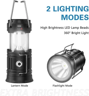 Rechargeable Solar Camping Lantern - High Brightness, Long Battery Life, Durable Handle - Perfect for Camping, Power Outages, and Home Emergency Supplies