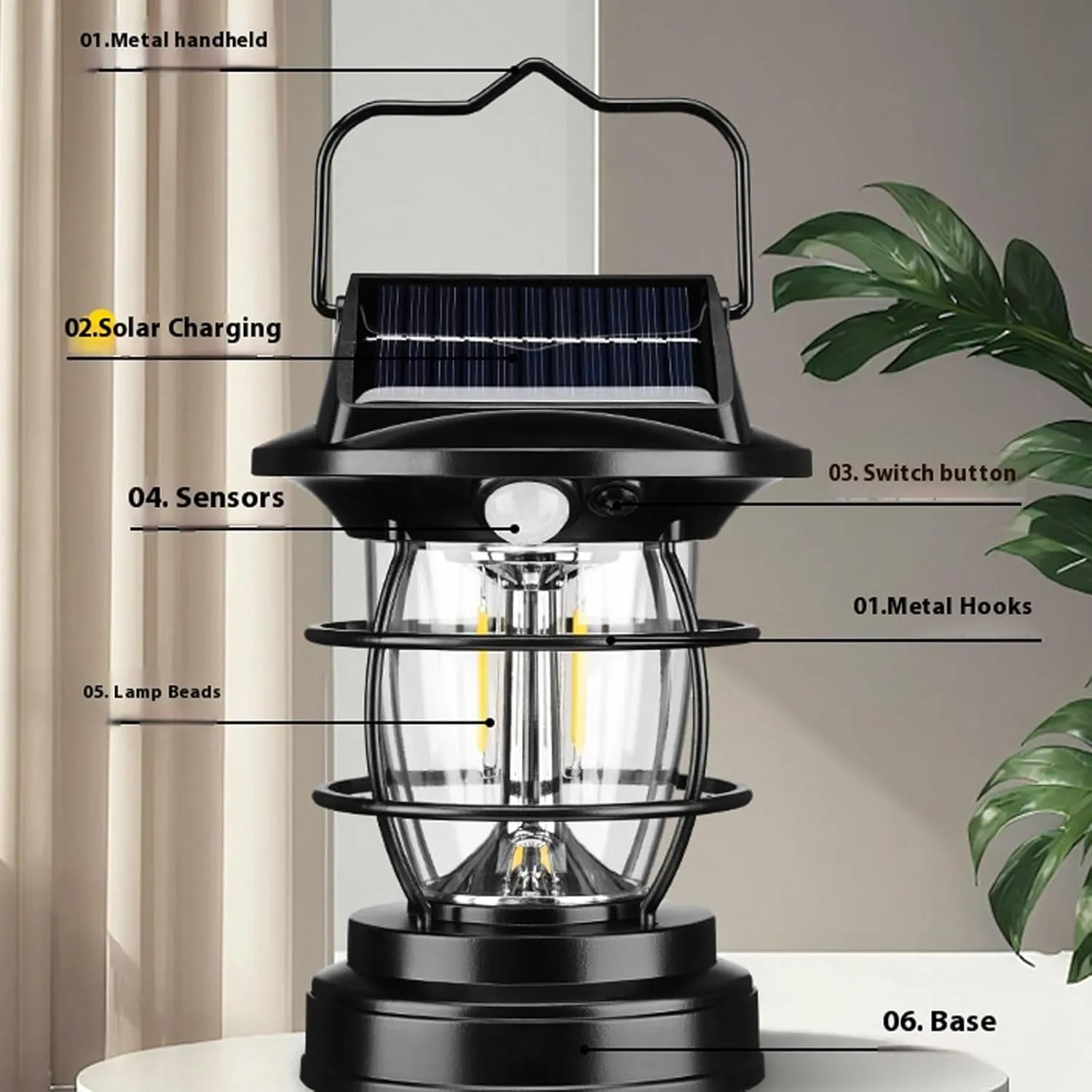 Rechargeable Solars Camping Light High Efficiency Portables Solars Camping Light for Hiking Survival