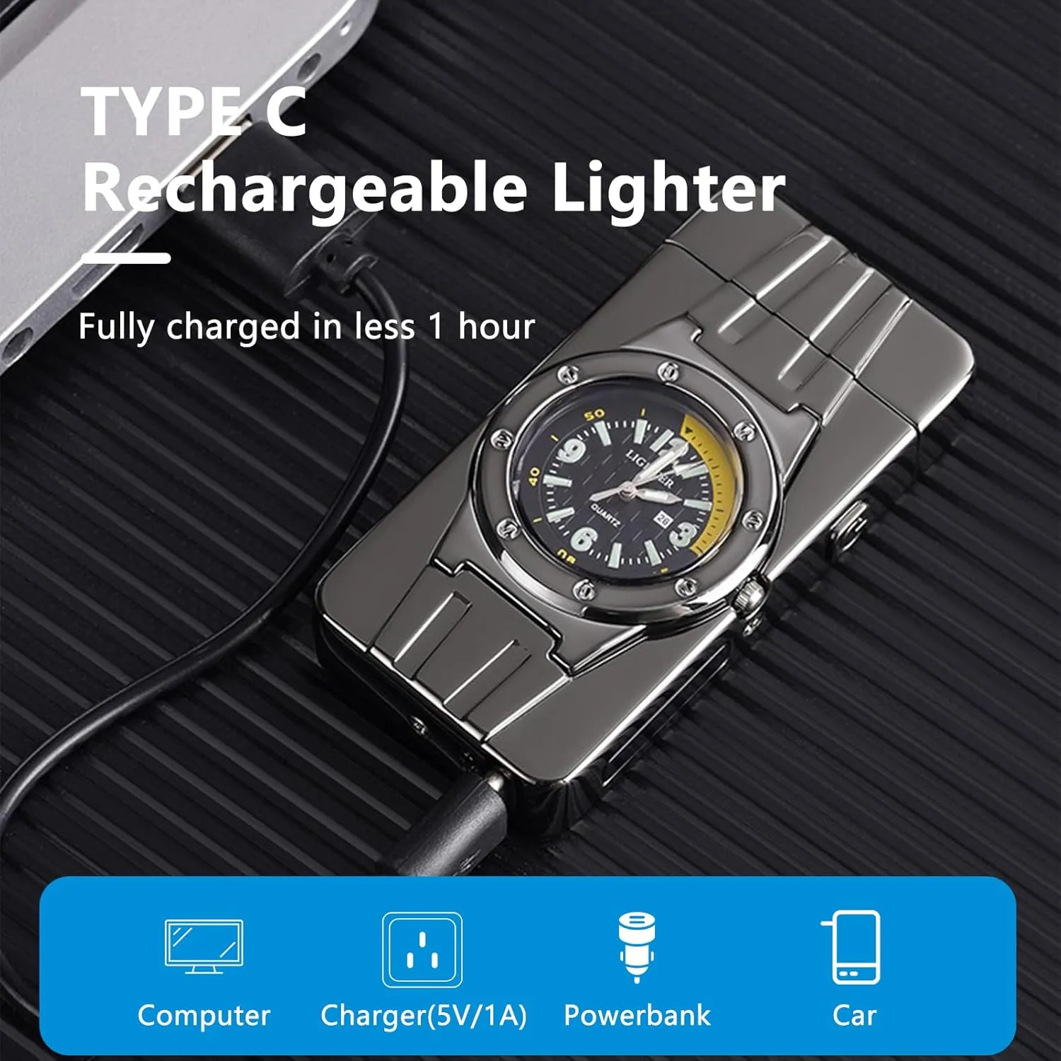 Rechargeable Windproof Plasma Lighter with Luxury Design LED Light 75° Slant Bar Fast USB Charging Auto Shut-Off – Perfect for Outdoor Adventures and Gifts(Dark ice red)