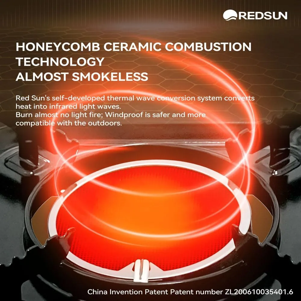 REDSUN C3 Red Outdoor Camping Stove, Portable Hearer, With a Back Stand, Can be used as both a Camping Stove and a Heater