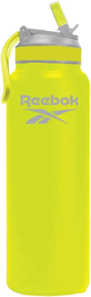 Reebok Lifestyle Stainless Steel Water Bottle - Insulated Water Bottle 32 oz With Straw - Double Wall Vacuum Insulated Sports Water Bottle, BPA Free