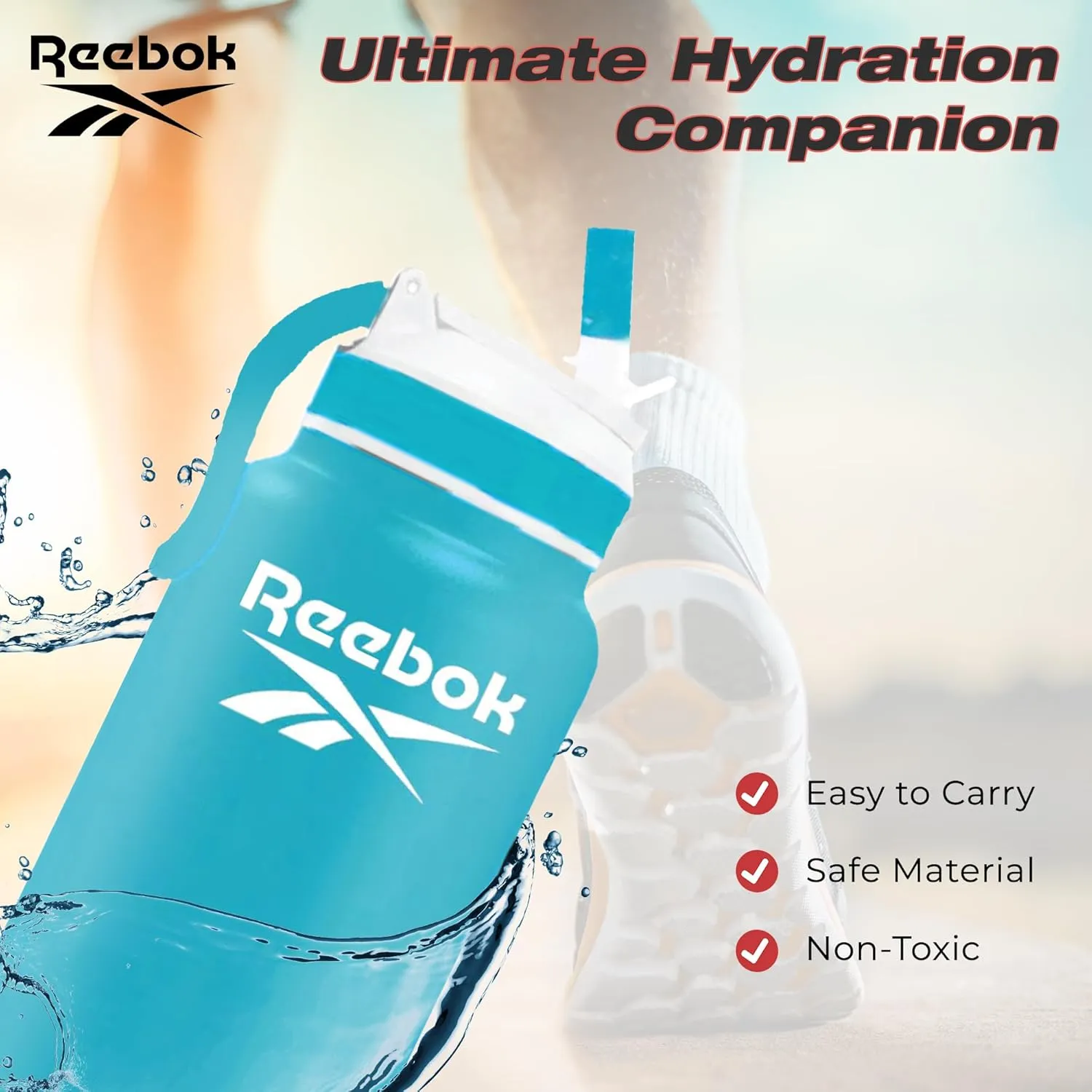 Reebok Lifestyle Stainless Steel Water Bottle - Insulated Water Bottle 32 oz With Straw - Double Wall Vacuum Insulated Sports Water Bottle, BPA Free