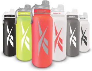 Reebok Stainless Steel Water Bottle With Athletic Design - Insulated Water Bottle 40 oz With Chug Lid - Double Wall Vaccum Insulated Sports Water Bottle, BPA Free (Red)