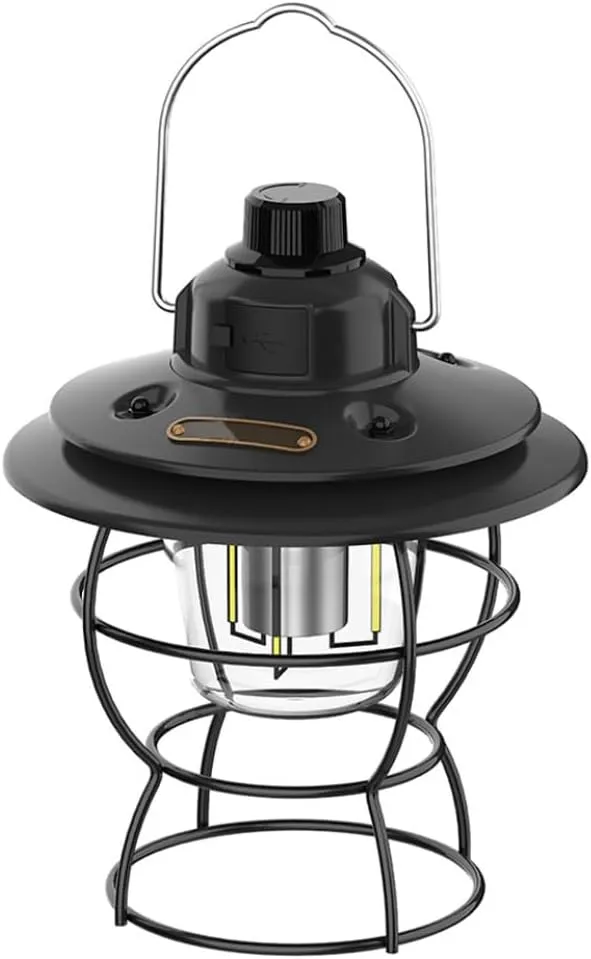 Retro Camping Light USB Rechargeable Camping Lantern Portable Tent Light for Travel Fishing Hiking