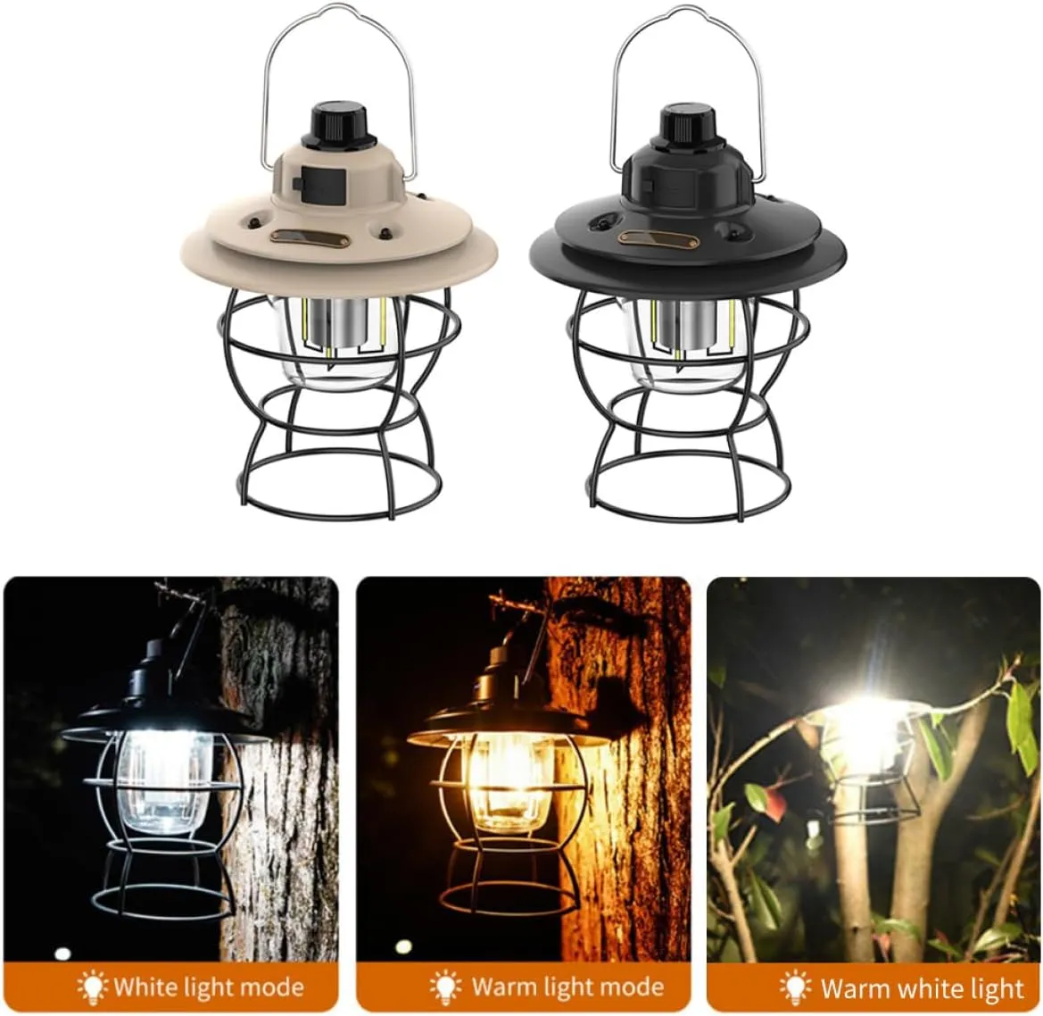Retro Camping Light USB Rechargeable Camping Lantern Portable Tent Light for Travel Fishing Hiking