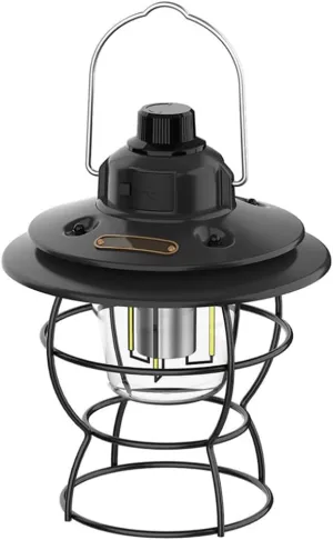 Retro Camping Light USB Rechargeable Camping Lantern Portable Tent Light for Travel Fishing Hiking