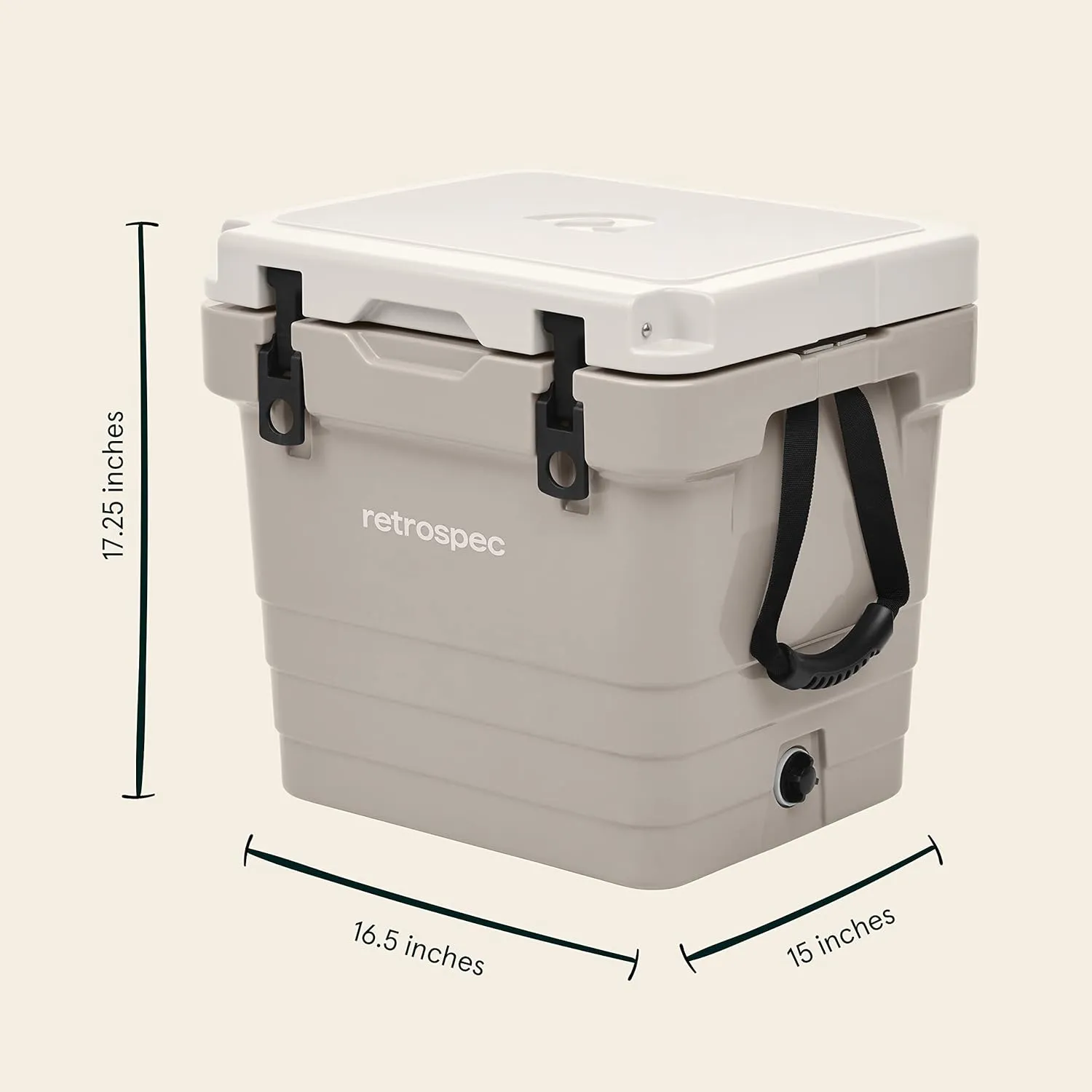 Retrospec Palisade Rotomolded Cooler - Fully Insulated Portable Ice Chest with Built in Bottle Opener, Tie-Down Slots & Dry Goods Basket - Large Beach, Camping & Travel Coolers 25, 45 & 65qt