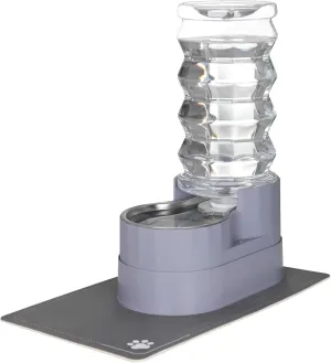 RIZZARI 8L Raised Automatic Pet Waterer, Gravity fed Stainless Steel Waterer, 100% BPA Free, Large Capacity Feeder for Cats and Medium to Large Dogs (Gray,8L)