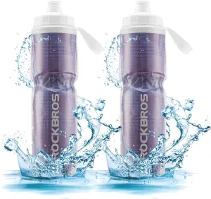 ROCKBROS 24OZ Insulated Bike Water Bottles Keep Water Cool, Leak-Proof Cycling Water Bottle with Handle, Bicycle Water Bottle Easy to Squeeze