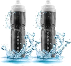 ROCKBROS 24OZ Insulated Bike Water Bottles Keep Water Cool, Leak-Proof Cycling Water Bottle with Handle, Bicycle Water Bottle Easy to Squeeze