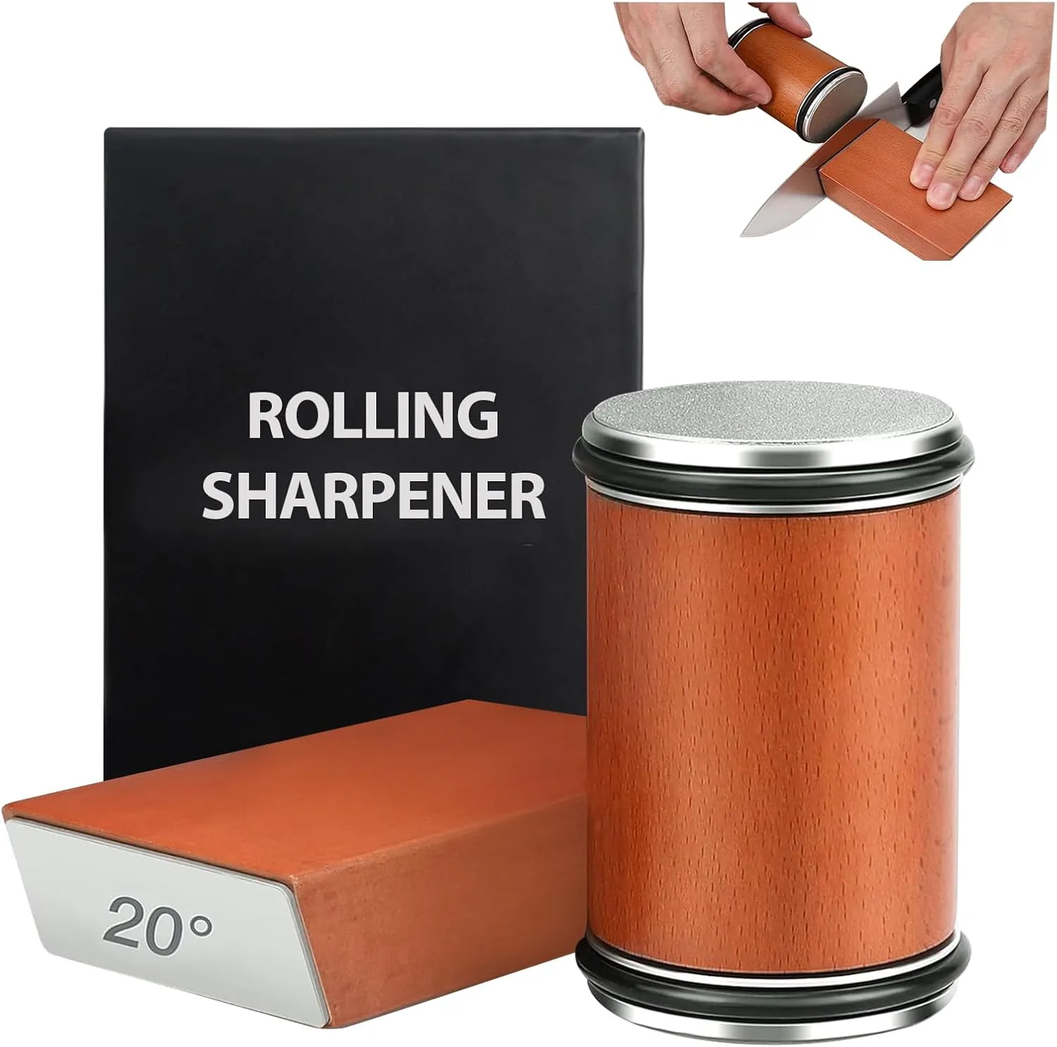Rolling Knife Sharpener Kit, Magnetic Knife Sharpening Tool for Mother's Day Gift, Manual Sharpening Made Easy, Kitchen Roller Knives Set with 15 & 20° Multi-Angles for Chef, Scissors, Kitchen Knives