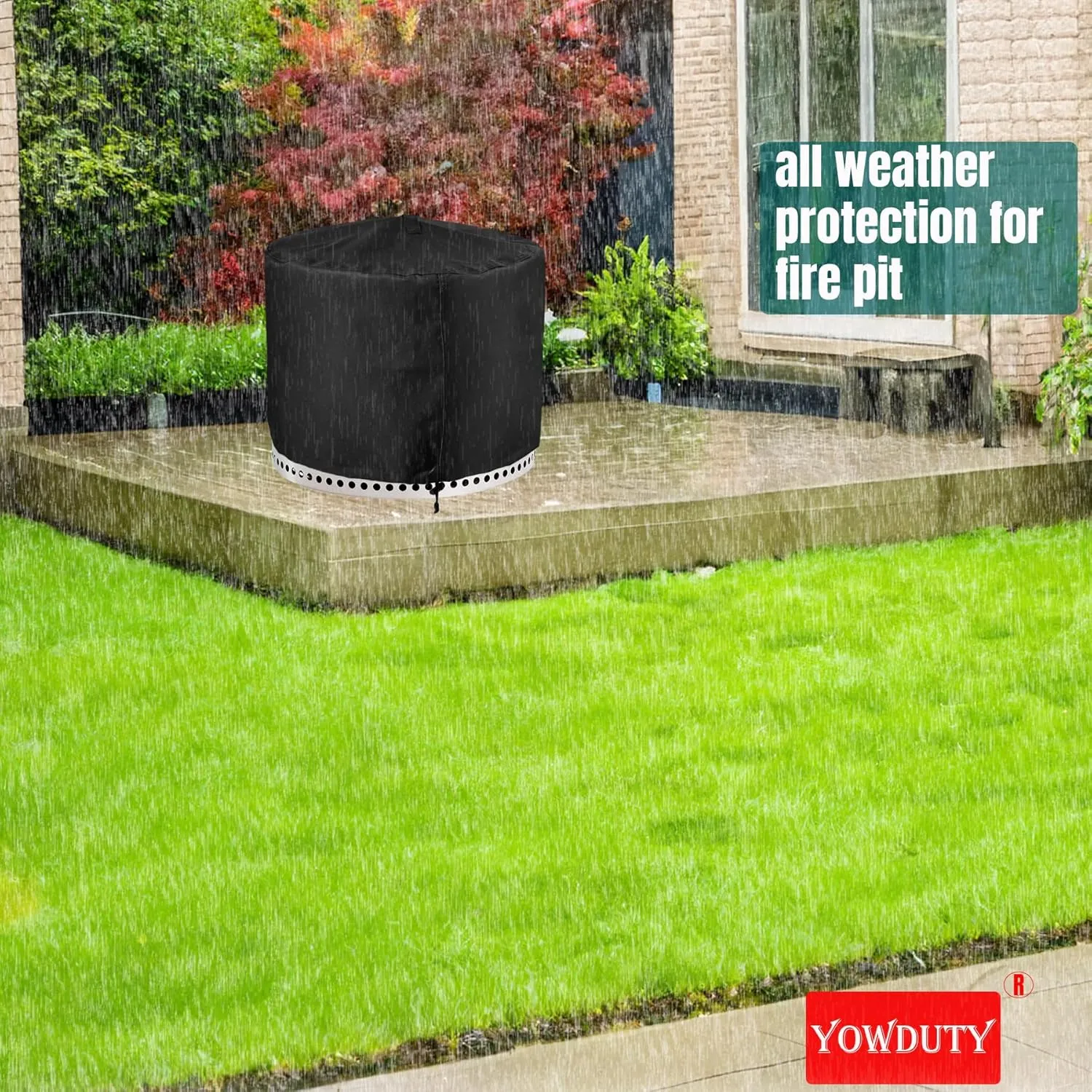 Round Fire Pit Cover for Solo Stove Bonfire 20 Inch, Waterproof Heavy Duty 600D Material Patio Round Firepit Cover 20" for Solo Stove Bonfire Series Firepit, 21" D x 15" H