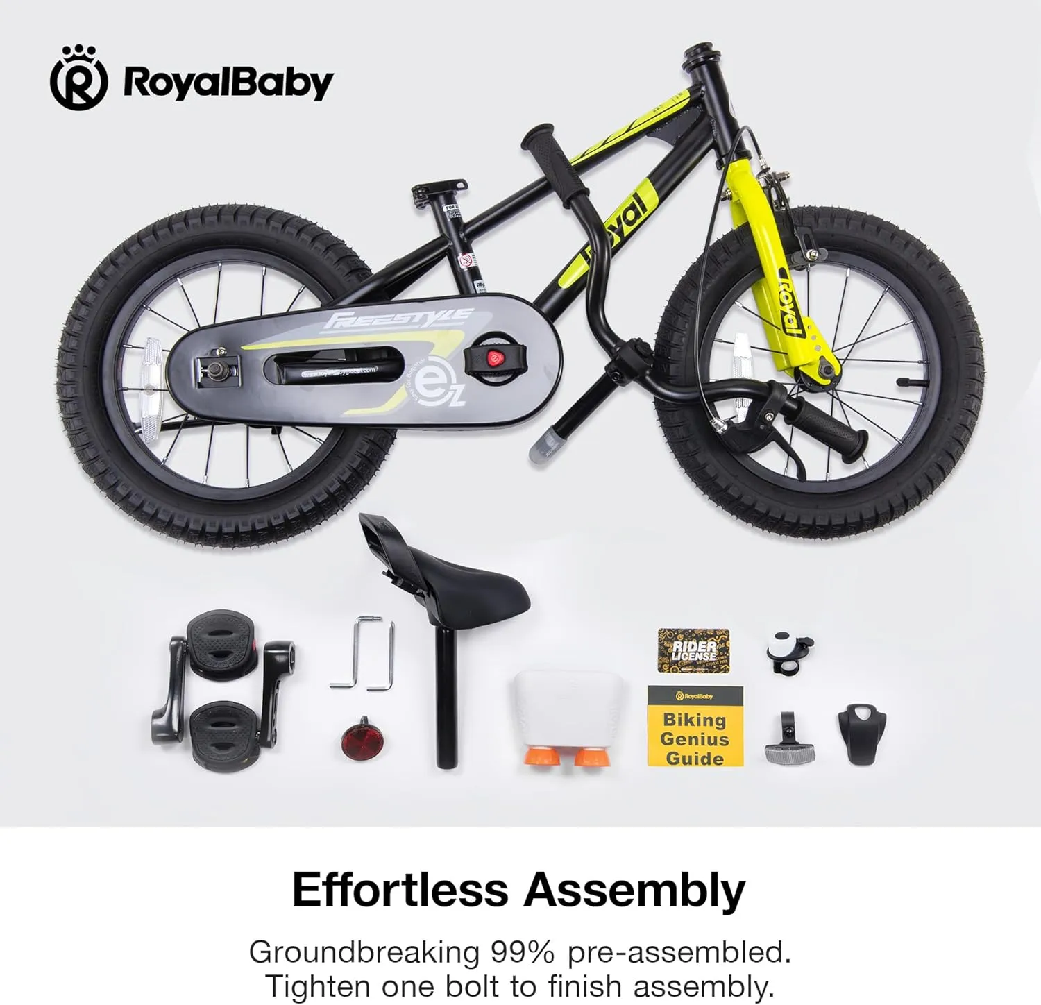 RoyalBaby Kids Bike EZ Freestyle Training Free Balance to Pedal Easy Learning Bicycle, 12-18 Inch for Toddlers to Big Kids