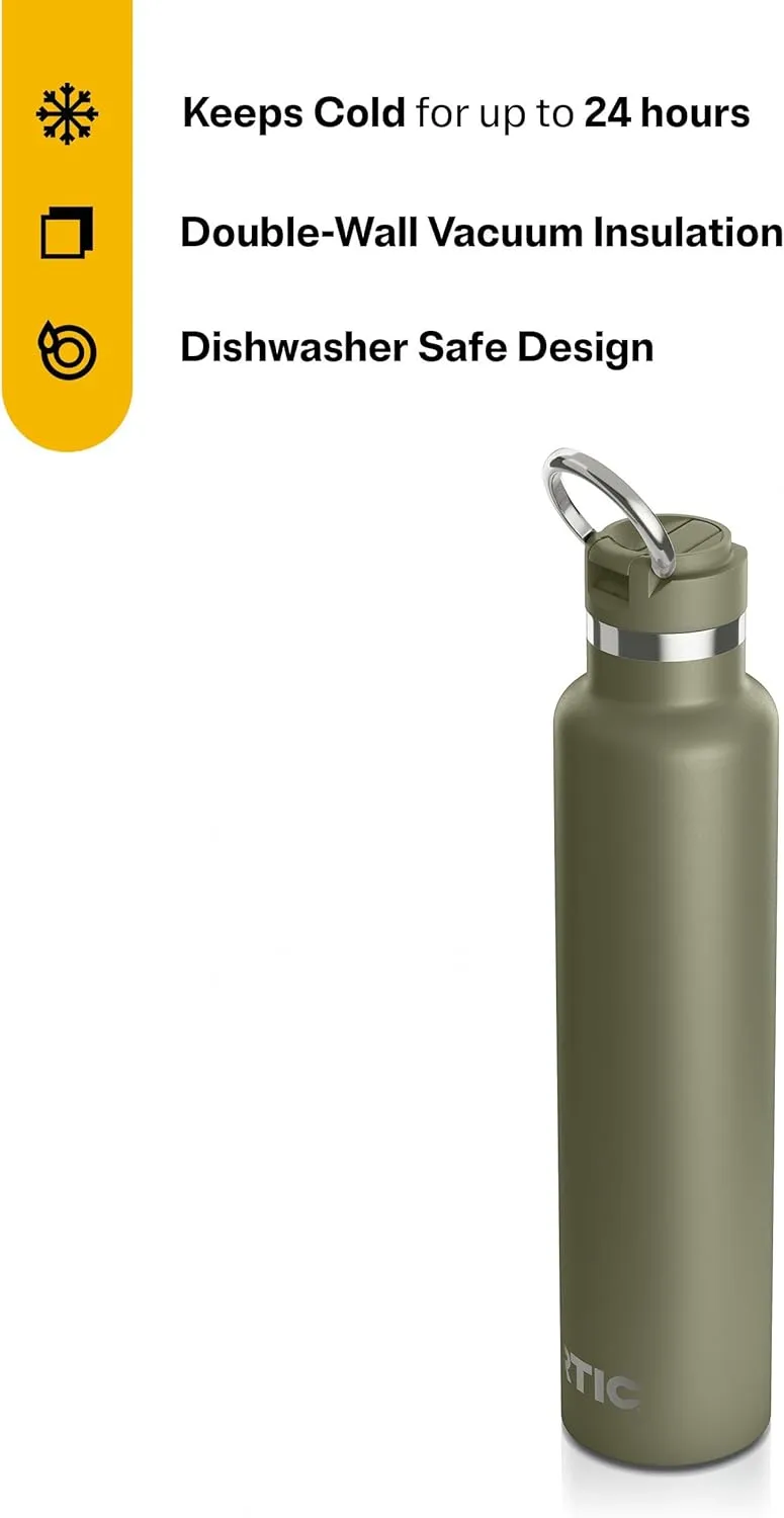 RTIC 26oz Journey Bottle Metal Stainless Steel Vacuum Insulated, BPA Free, Reusable, for Water, Hot and Cold Drinks, Travel, Sports, Camping, Olive