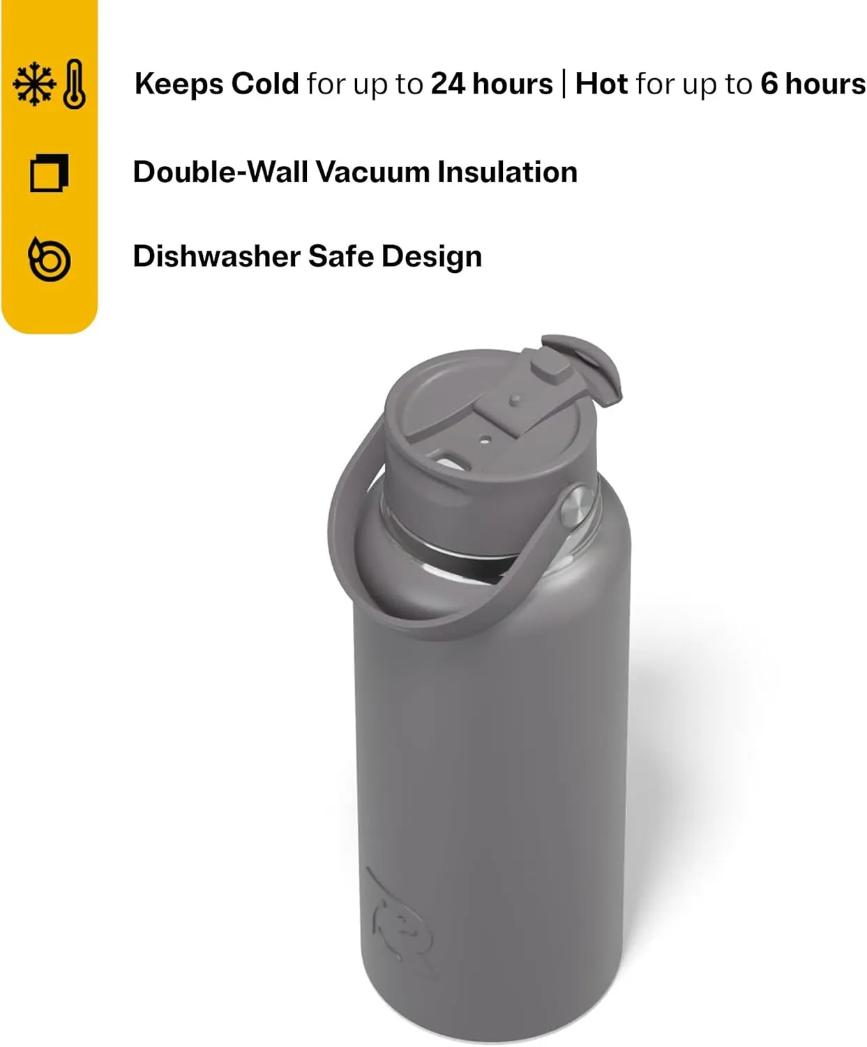 RTIC 32 oz Ceramic Lined Insulated Outback Bottle, Leak Resistant, Graphite