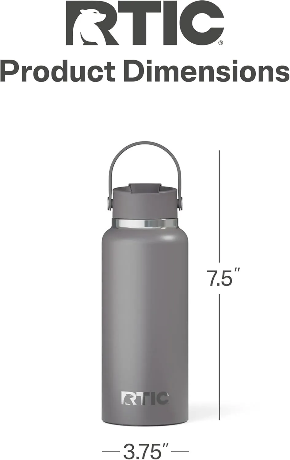 RTIC 32 oz Ceramic Lined Insulated Outback Bottle, Leak Resistant, Graphite