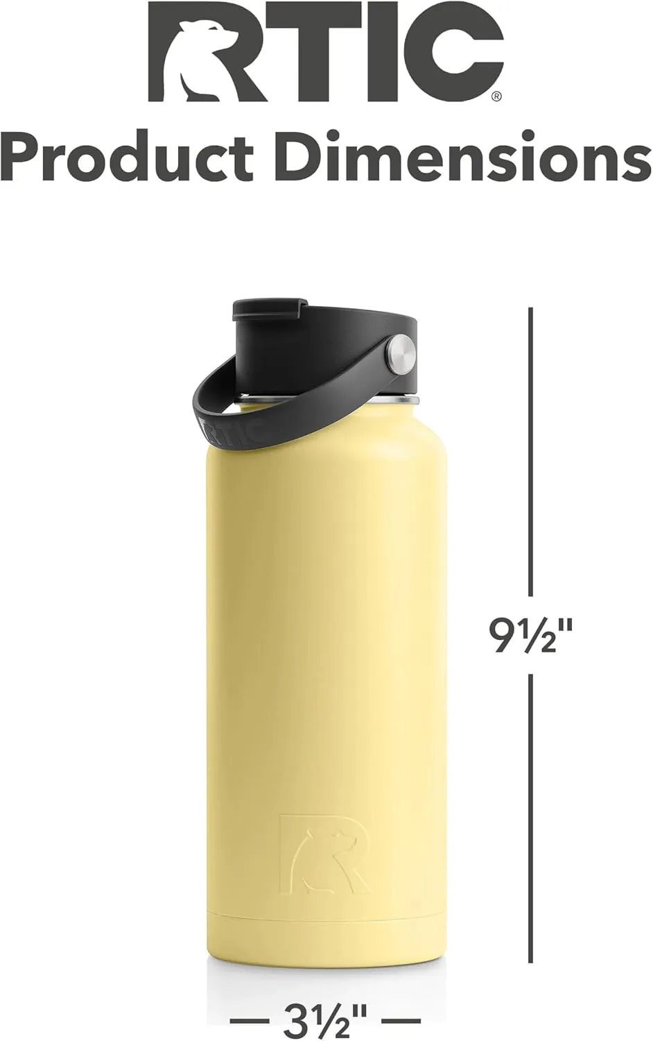 RTIC 32 oz Vacuum Insulated Bottle, Metal Stainless Steel Double Wall Insulation, BPA Free Reusable, Leak-Proof Thermos Flask for Water, Hot and Cold Drinks, Travel, Sports, Camping, Sunlight